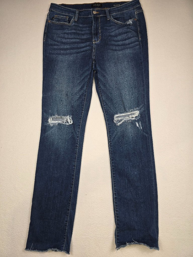 Judy Blue Womens Straight Fit Distressed Jeans Size 15/32 High Rise